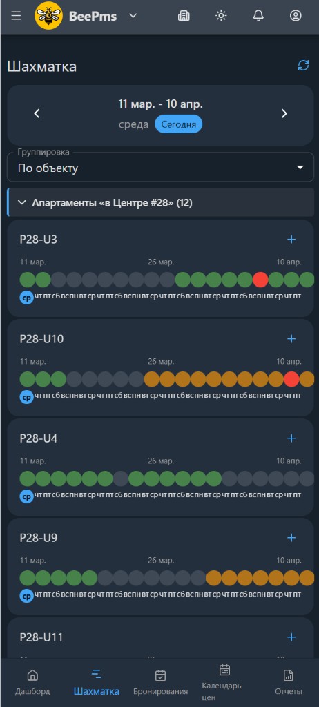 Шахматка — мобильная версия